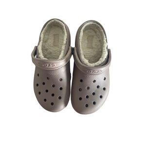 Crocs Classic Lined Clog Womens 8 Beige Slip On Shoes